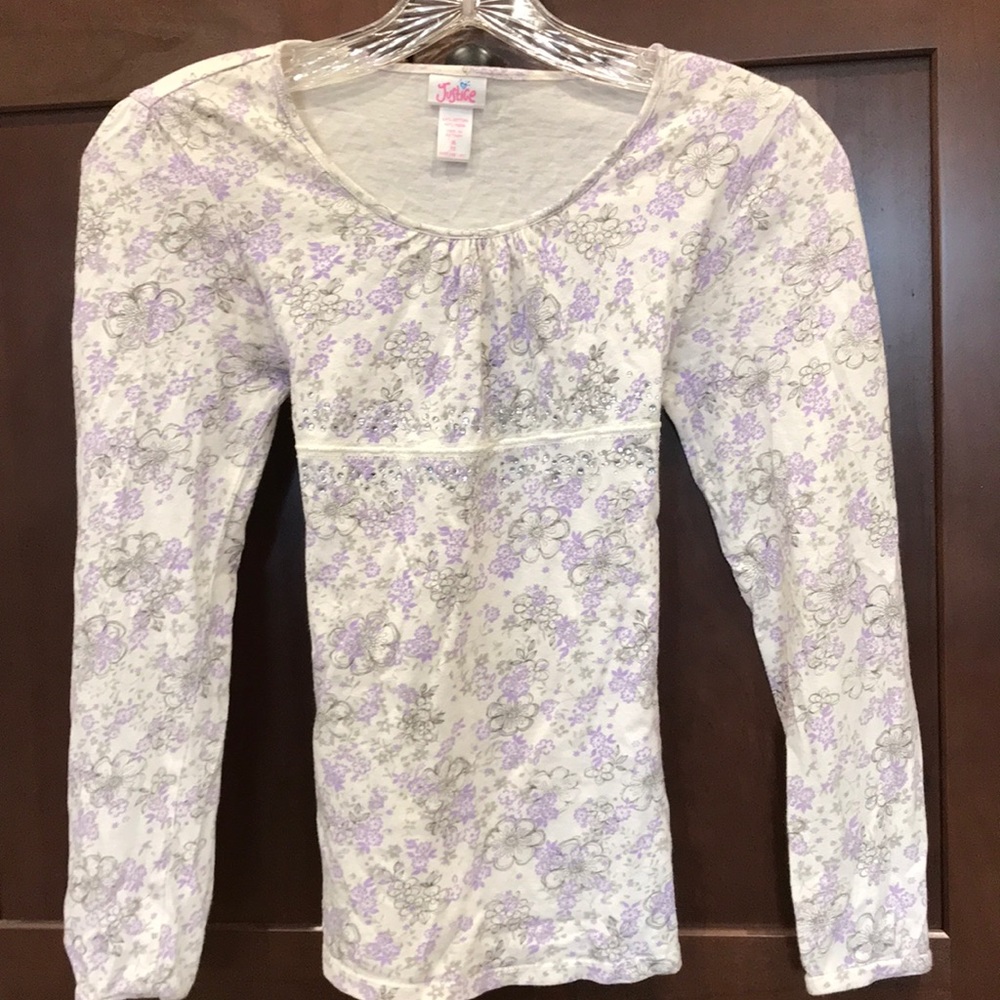 Girls Justice Sequined Floral Long Sleeve